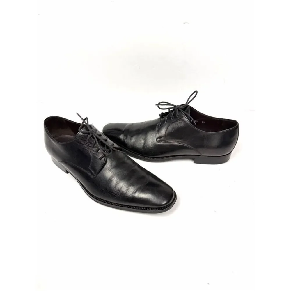 To Boot New York Leather Men's Shoes Black Oxfords Men's Size 10 Cap Toe Italy
